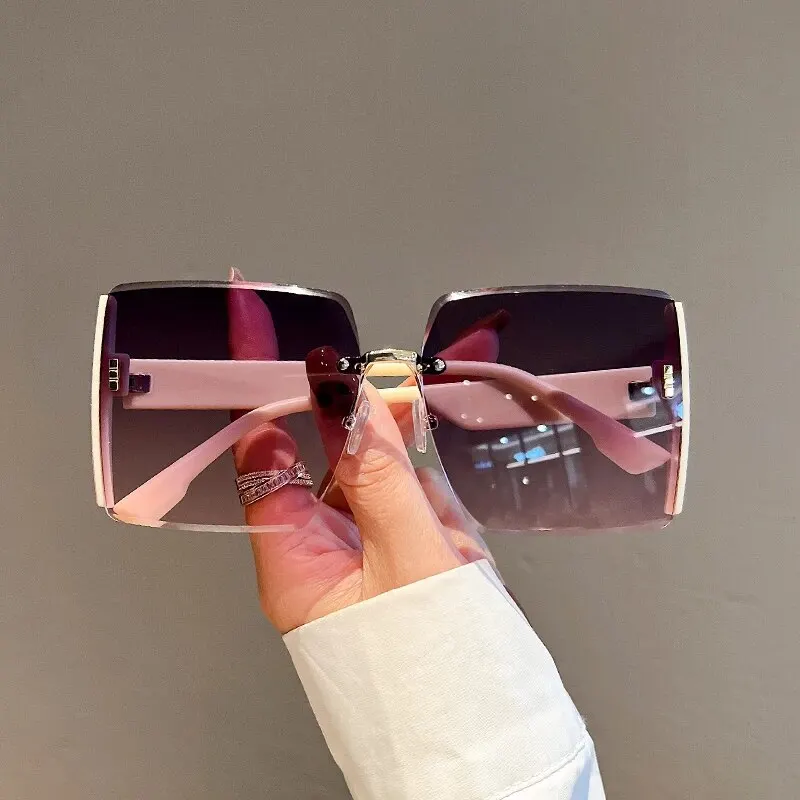 Vintage Fashion Enthusiasts - نظارات شمسية جديدة مربعة بدون إطار