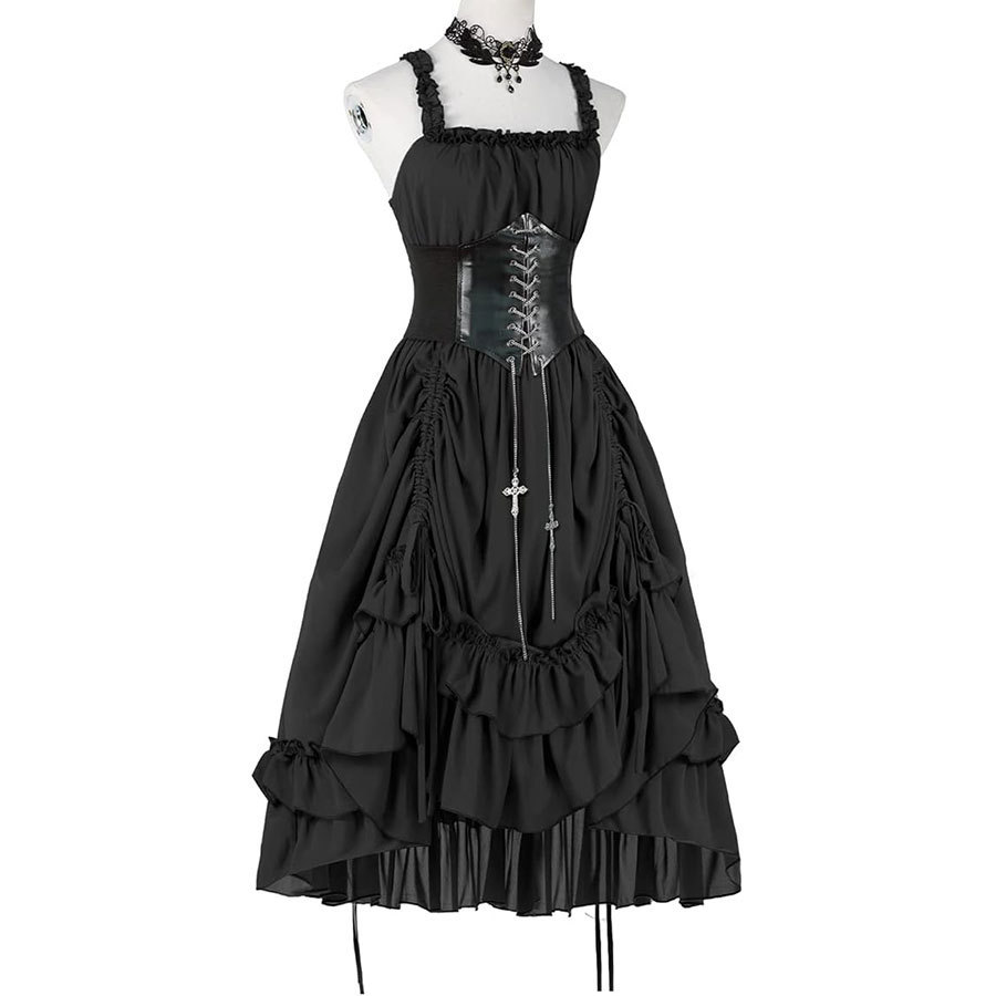 فستان نسائي قوطي أسود بتصميم ك - مراجعة Vintage Fashion Dresses وسعره